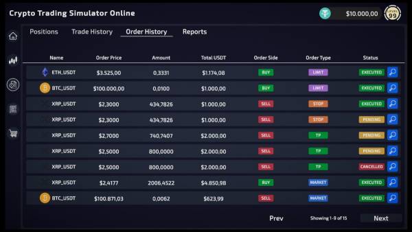 Crypto Trading Simulator screenshot